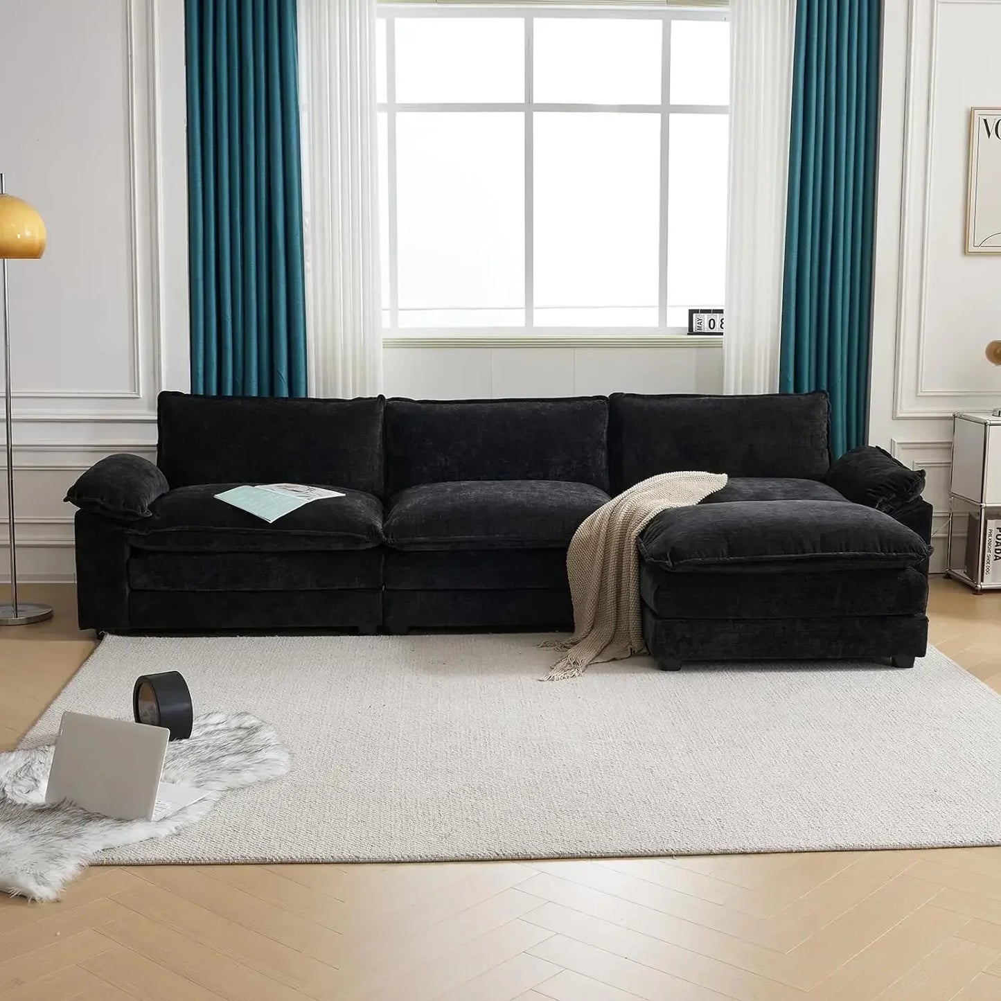 3-Seater Sectional Sofa with Ottoman